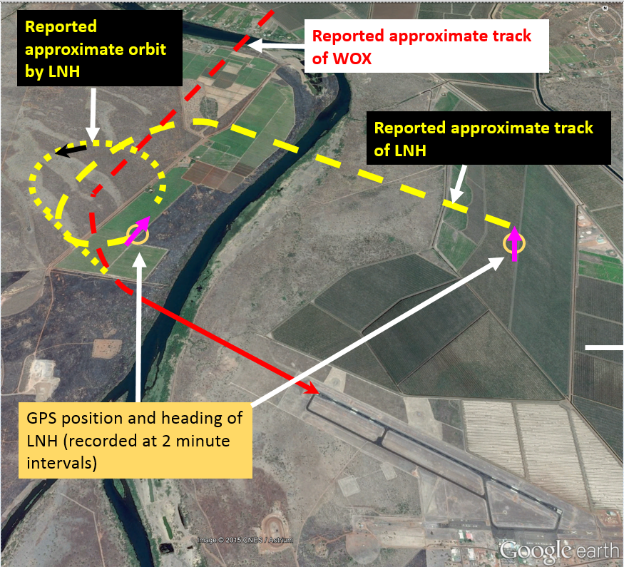 Figure 1: Kununurra aerodrome with the approximate aircraft tracks